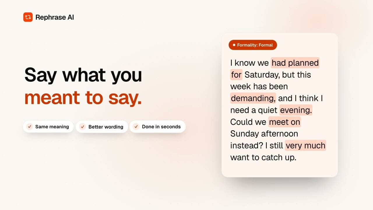 Video thumbnail for Rephrase AI in action