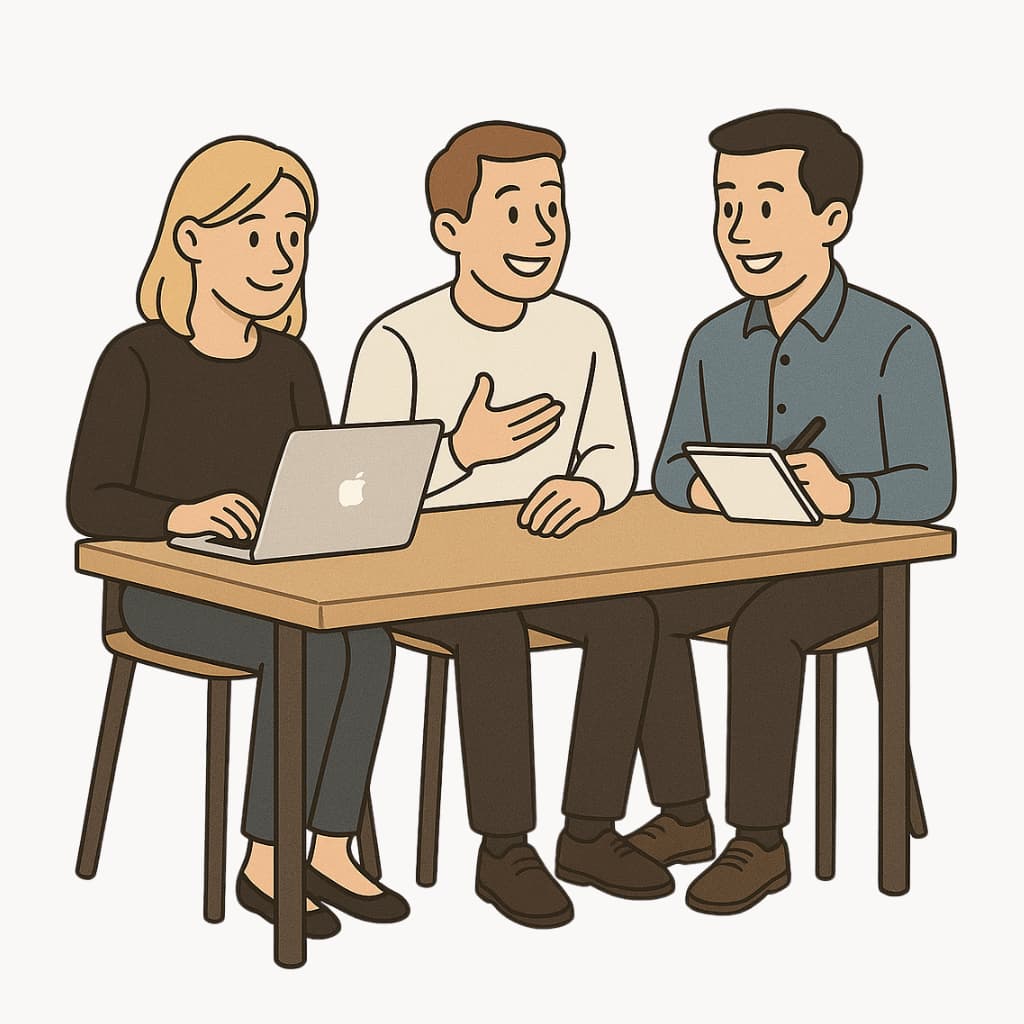 Rephrase AI cartoon office illustration